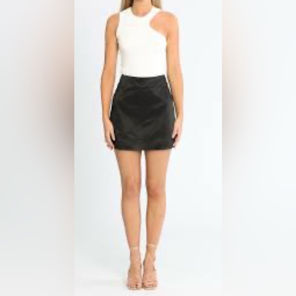 Women’s XXI Black Satin Mini Skirt with Silver Buttons, Size L/G